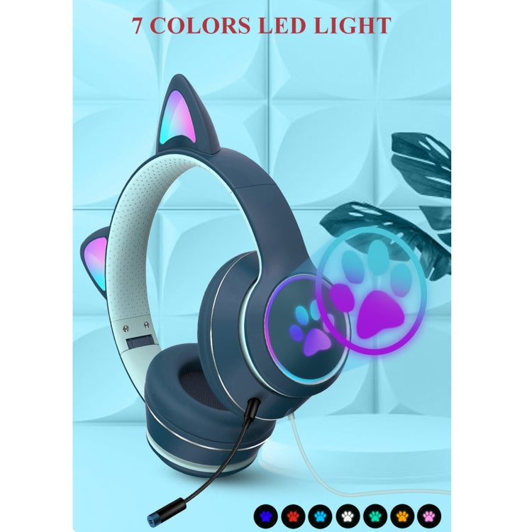 Gaming Headphones Cat Ears | LED RGB Light Foldable Headset