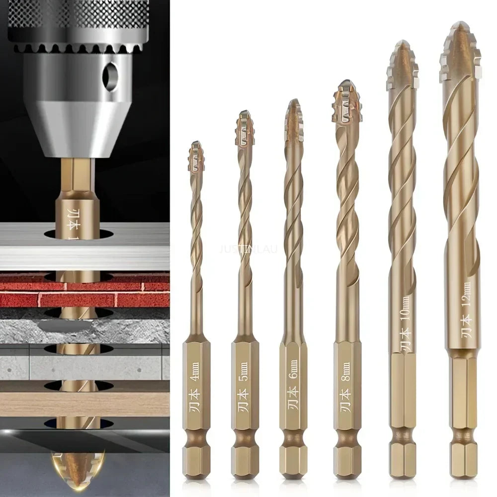 Professional Masonry Drill Bit Set | Titanium-Coated Multi-Surface Kit