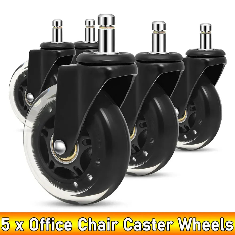 Office Chair Caster Wheels | Heavy Duty Rubber Rolling Set