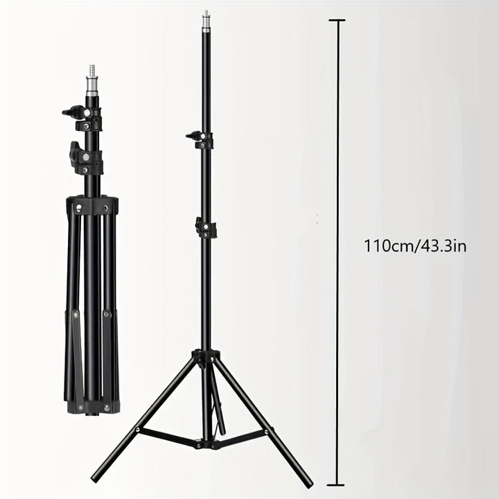 LED Photography Light Stand | Adjustable Aluminum Tripod With Studio Lamp